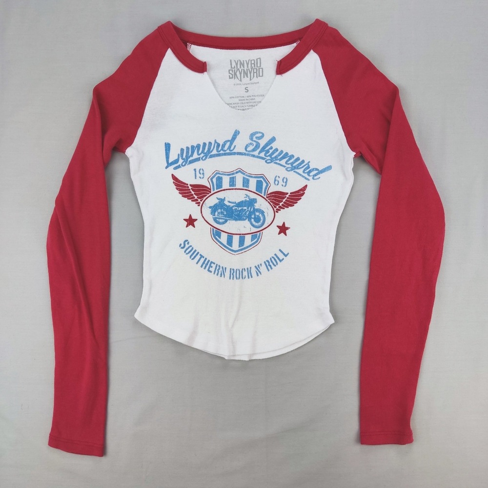 Lynyrd Skynyrd Shirt Womens Small Red White Raglan Southern Rock Graphic Tee